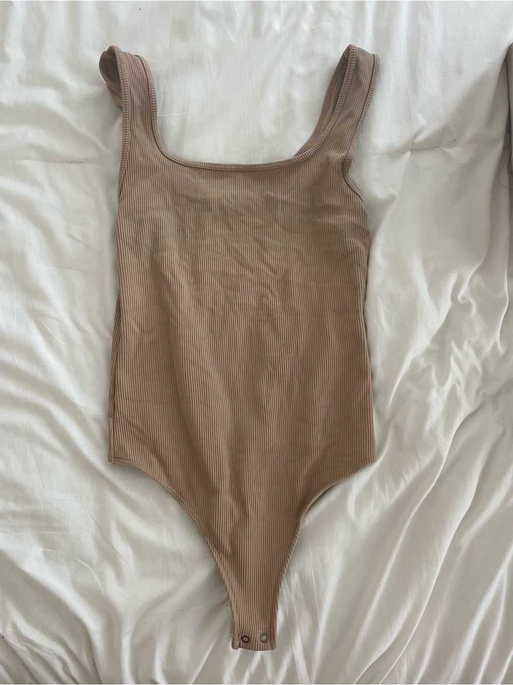 Abercrombie seamless Ribbed One-Piece Bodysuit in Taupe/ beige/ camel